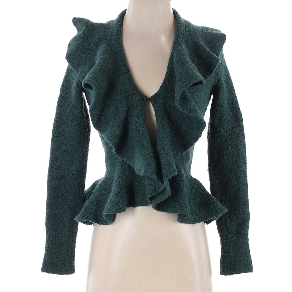 Teal Ruffle Cardigan